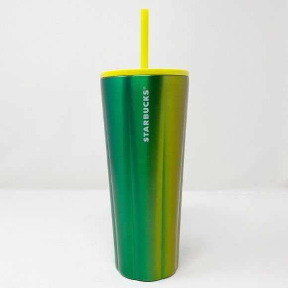 STARBUCKS LIME SPECKLE STAINLESS STEEL COLD CUP VENTI NWT - Picture 4 of 16
